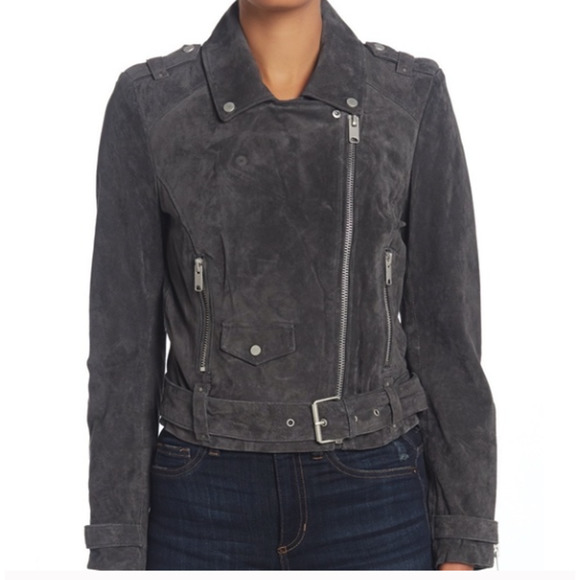 Marc New York Jackets & Blazers - NEW MARC NEW YORK Grey Sabrina Suede Moto Biker Jacket Womens Size Medium